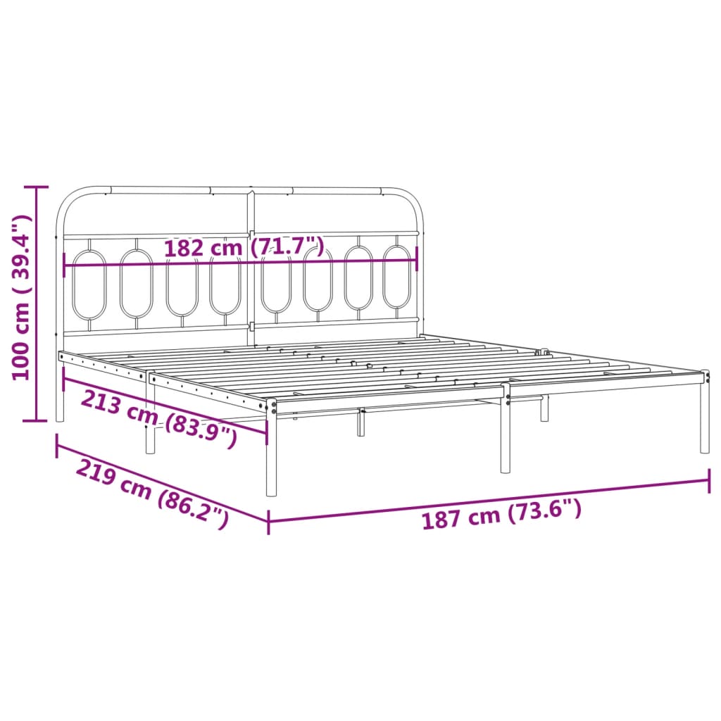 Bedframe met hoofdbord metaal wit 183x213 cm is nu te koop bij PeponiXL, paradijselijk wonen!