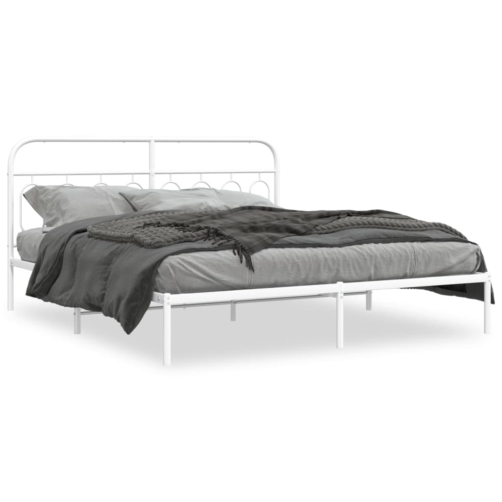 Bedframe met hoofdbord metaal wit 183x213 cm is nu te koop bij PeponiXL, paradijselijk wonen!
