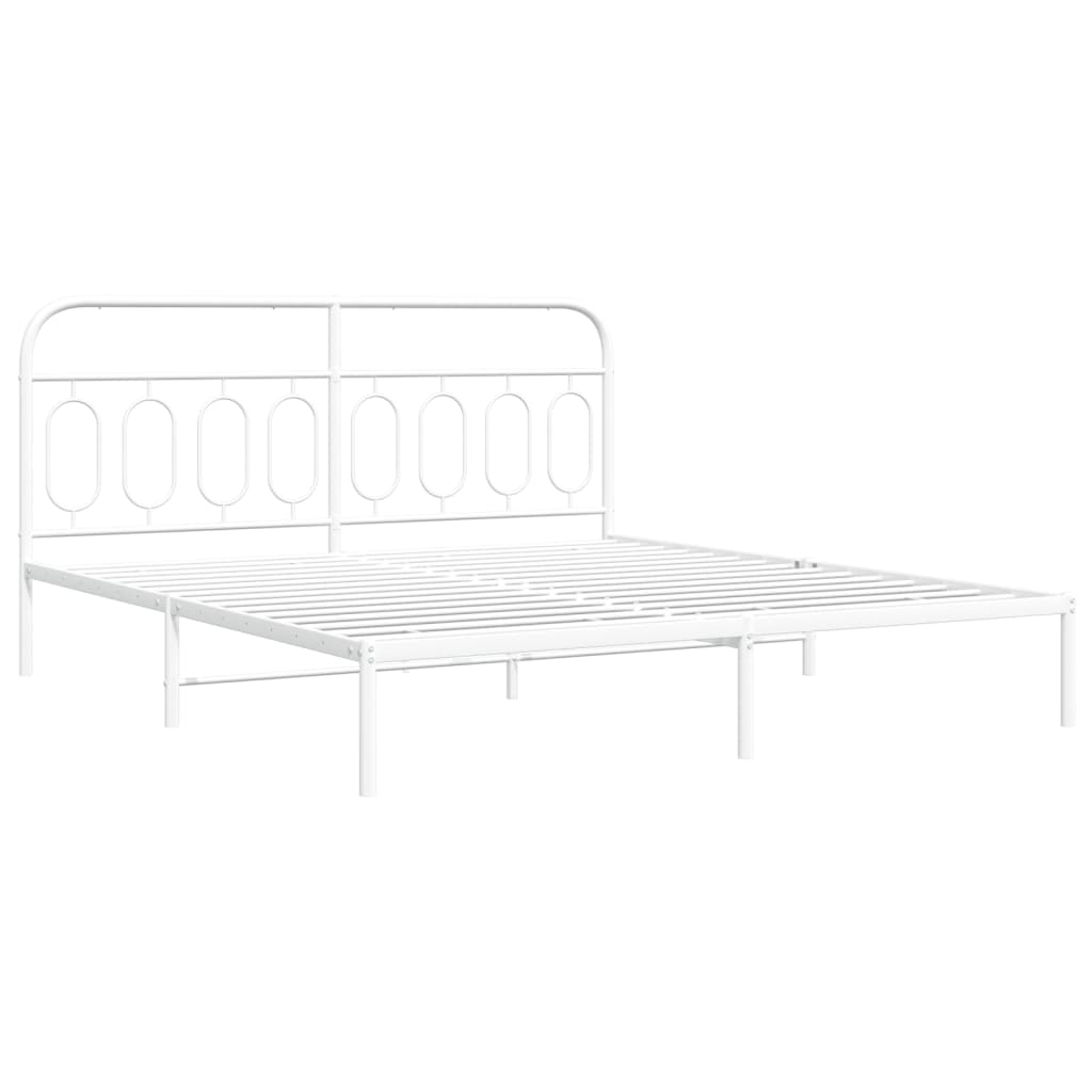 Bedframe met hoofdbord metaal wit 193x203 cm is nu te koop bij PeponiXL, paradijselijk wonen!