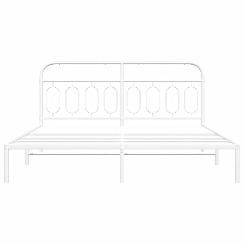 Bedframe met hoofdbord metaal wit 193x203 cm is nu te koop bij PeponiXL, paradijselijk wonen!