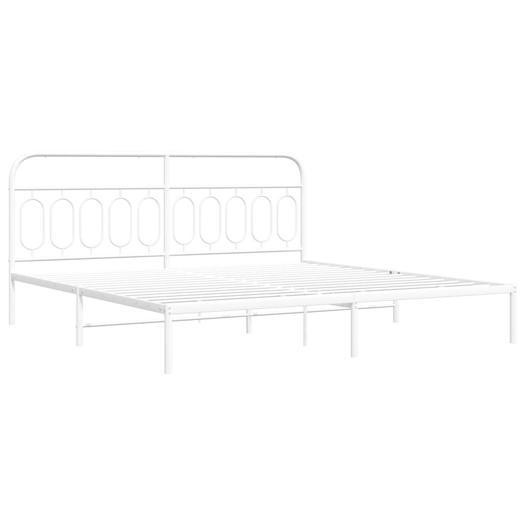 Bedframe met hoofdbord metaal wit 200x200 cm is nu te koop bij PeponiXL, paradijselijk wonen!