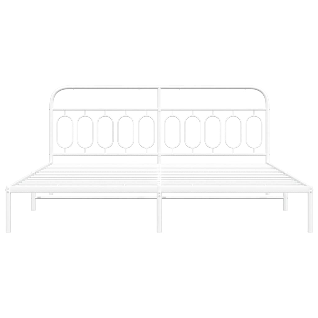 Bedframe met hoofdbord metaal wit 200x200 cm is nu te koop bij PeponiXL, paradijselijk wonen!