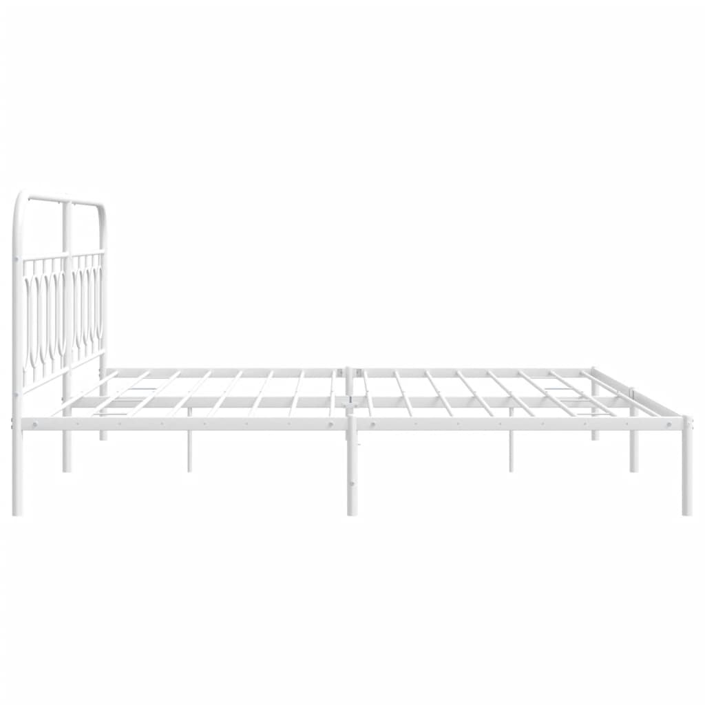 Bedframe met hoofdbord metaal wit 200x200 cm is nu te koop bij PeponiXL, paradijselijk wonen!