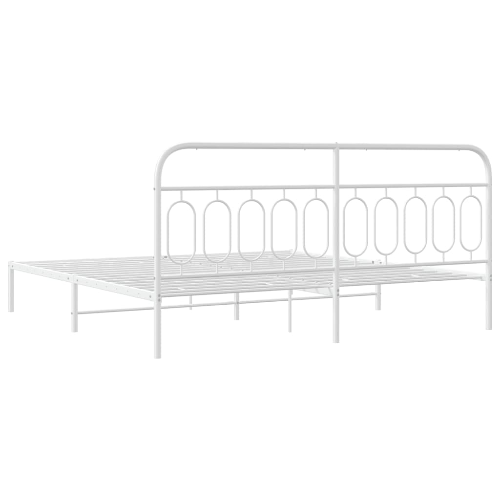 Bedframe met hoofdbord metaal wit 200x200 cm is nu te koop bij PeponiXL, paradijselijk wonen!
