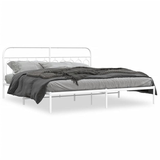 Bedframe met hoofdbord metaal wit 200x200 cm is nu te koop bij PeponiXL, paradijselijk wonen!