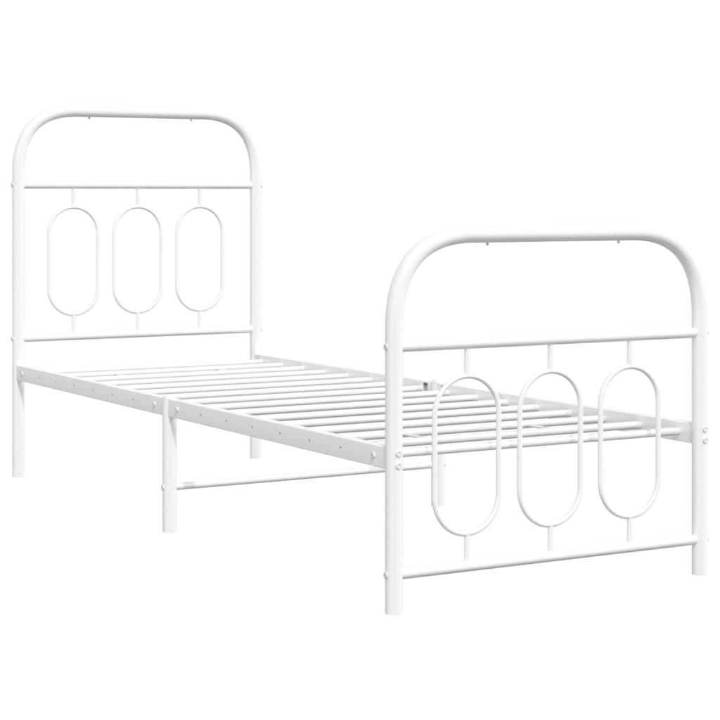 Bedframe met hoofd- en voeteneinde metaal wit 75x190 cm is nu te koop bij PeponiXL, paradijselijk wonen!