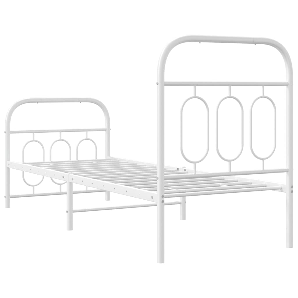 Bedframe met hoofd- en voeteneinde metaal wit 75x190 cm is nu te koop bij PeponiXL, paradijselijk wonen!