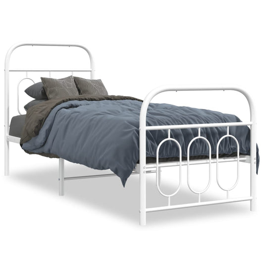 Bedframe met hoofd- en voeteneinde metaal wit 75x190 cm is nu te koop bij PeponiXL, paradijselijk wonen!