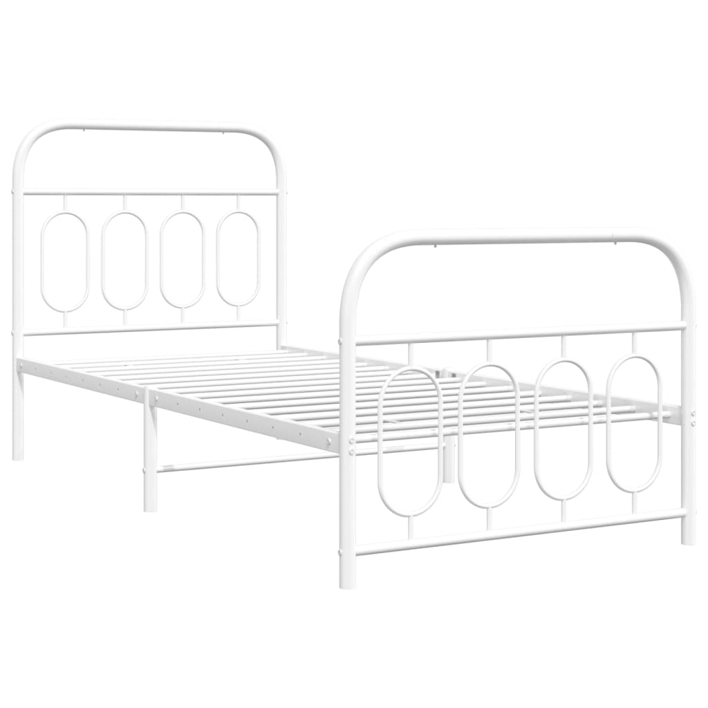 Bedframe met hoofd- en voeteneinde metaal wit 80x200 cm is nu te koop bij PeponiXL, paradijselijk wonen!