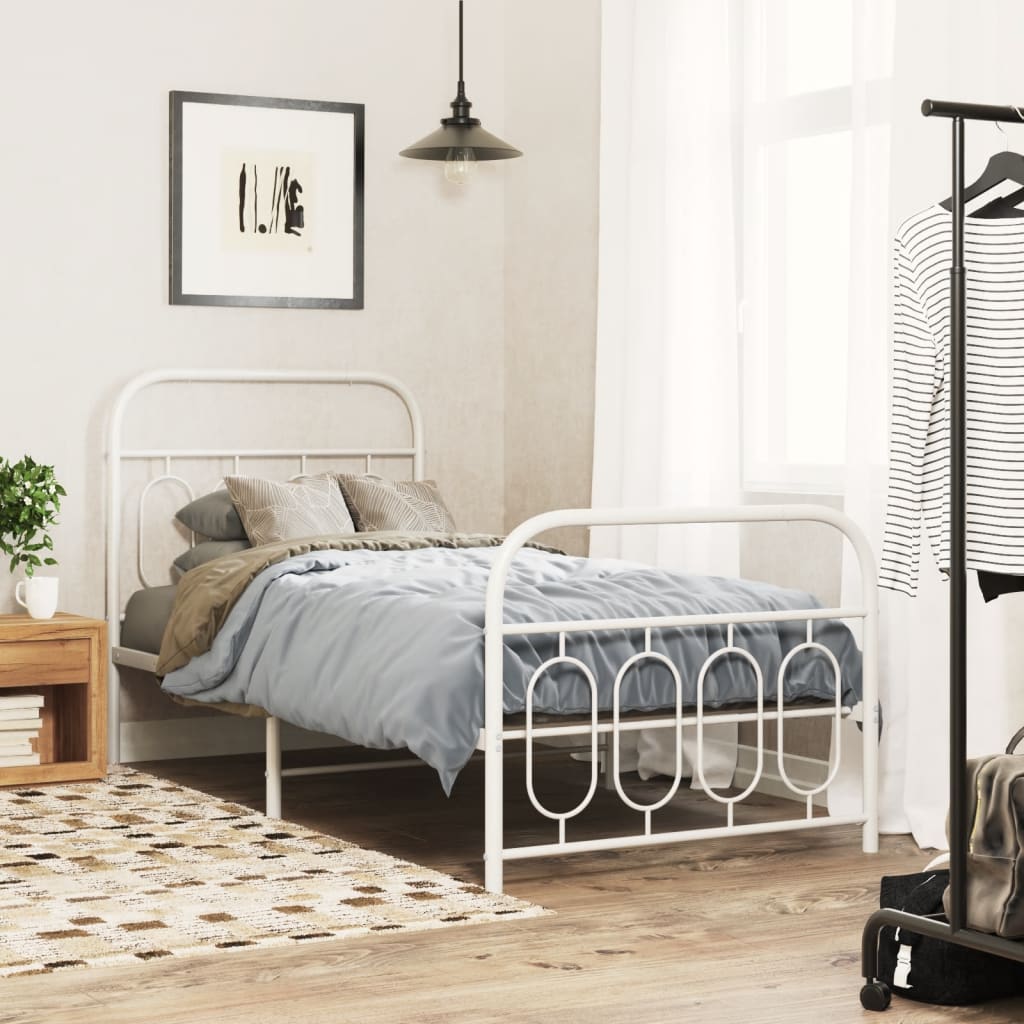 Bedframe met hoofd- en voeteneinde metaal wit 80x200 cm is nu te koop bij PeponiXL, paradijselijk wonen!