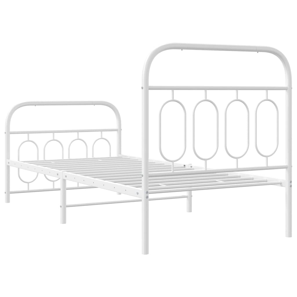 Bedframe met hoofd- en voeteneinde metaal wit 80x200 cm is nu te koop bij PeponiXL, paradijselijk wonen!