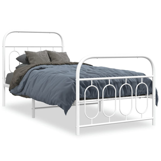 Bedframe met hoofd- en voeteneinde metaal wit 80x200 cm is nu te koop bij PeponiXL, paradijselijk wonen!