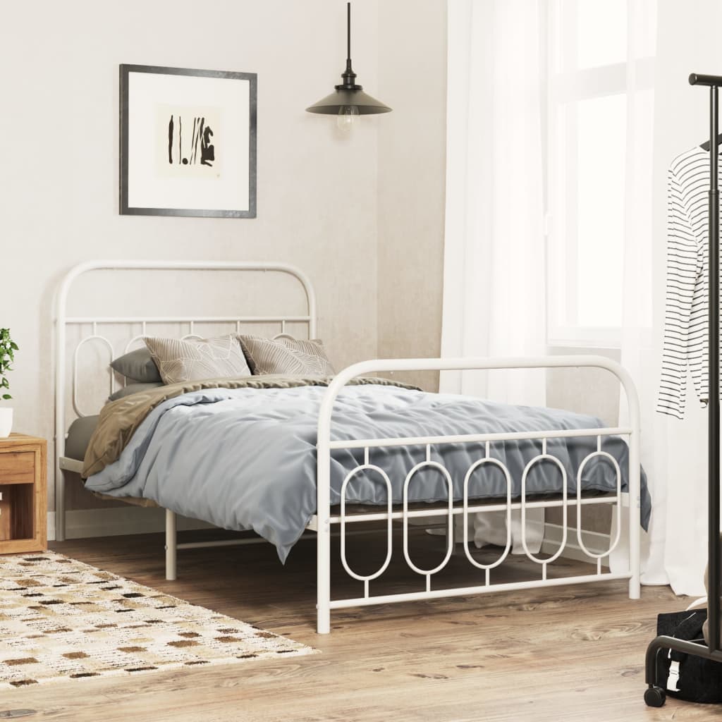 Bedframe met hoofd- en voeteneinde metaal wit 100x190 cm is nu te koop bij PeponiXL, paradijselijk wonen!