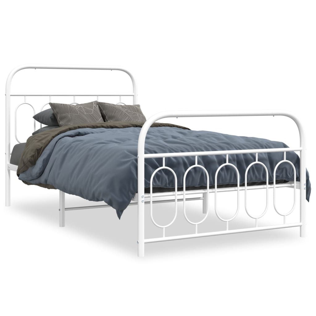 Bedframe met hoofd- en voeteneinde metaal wit 100x190 cm is nu te koop bij PeponiXL, paradijselijk wonen!