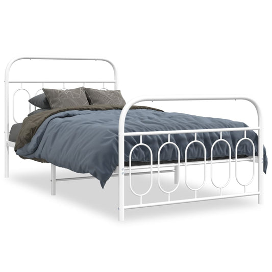 Bedframe met hoofd- en voeteneinde metaal wit 100x190 cm is nu te koop bij PeponiXL, paradijselijk wonen!