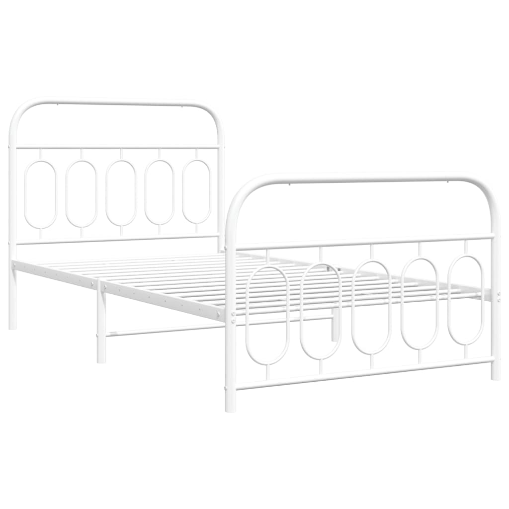 Bedframe met hoofd- en voeteneinde metaal wit 107x203 cm is nu te koop bij PeponiXL, paradijselijk wonen!