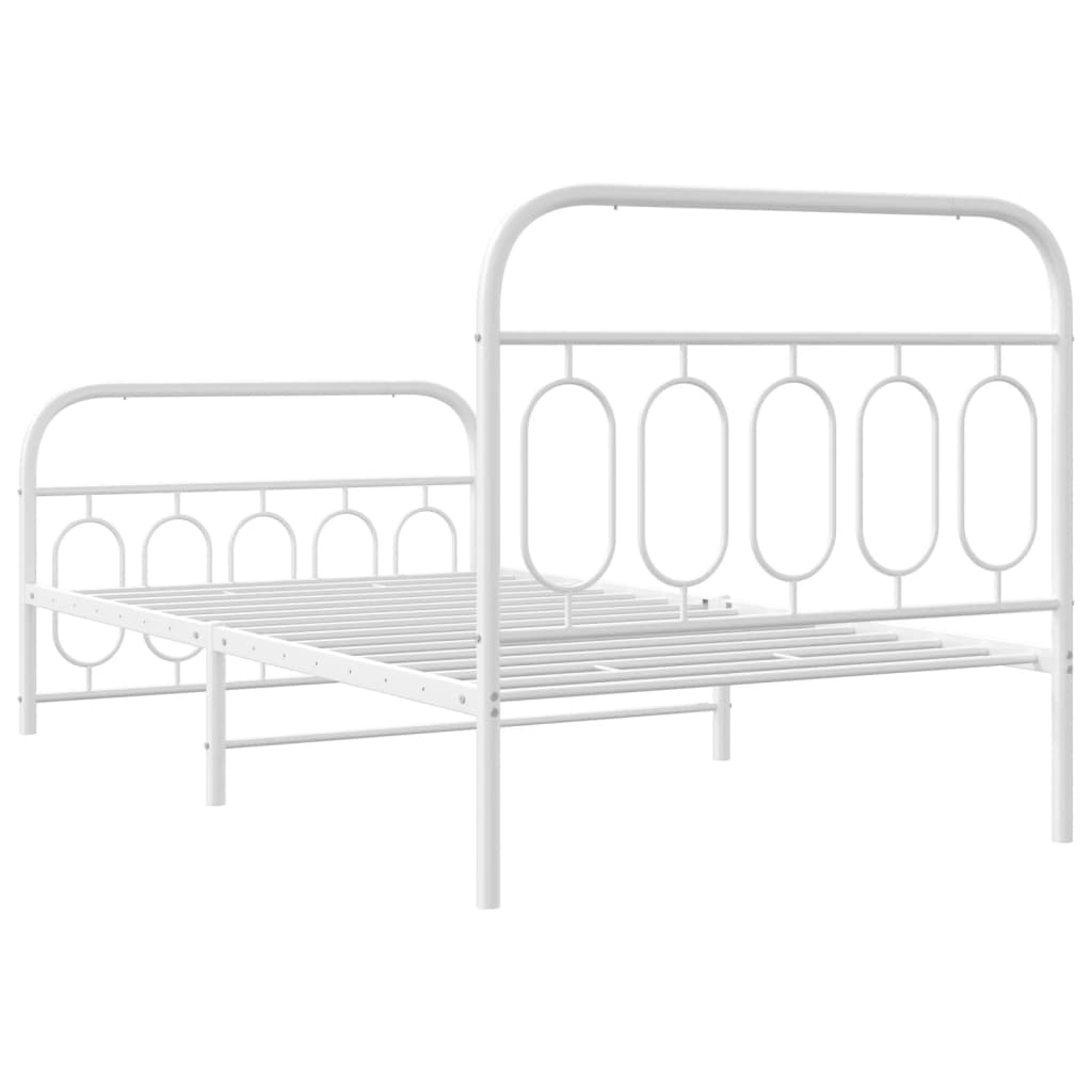Bedframe met hoofd- en voeteneinde metaal wit 107x203 cm is nu te koop bij PeponiXL, paradijselijk wonen!