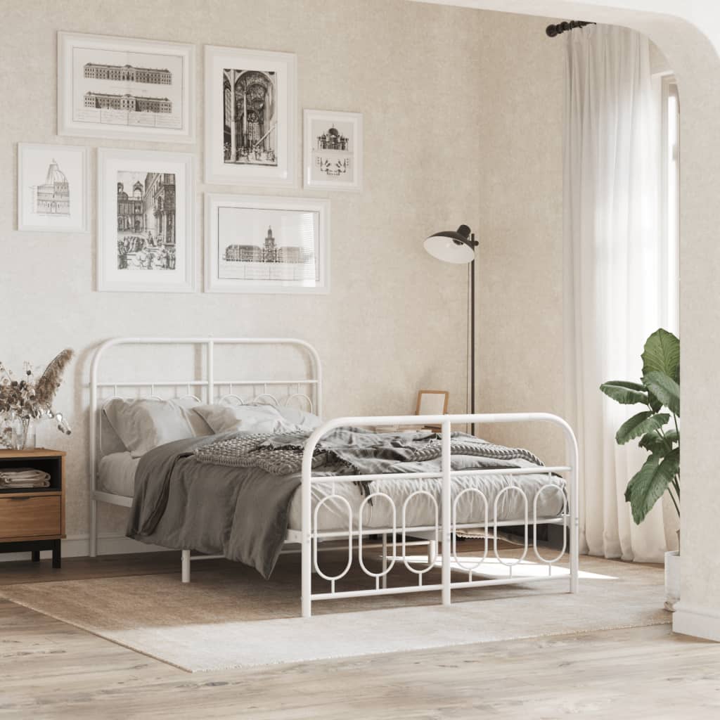 Bedframe met hoofd- en voeteneinde metaal wit 120 x 190 cm is nu te koop bij PeponiXL, paradijselijk wonen!