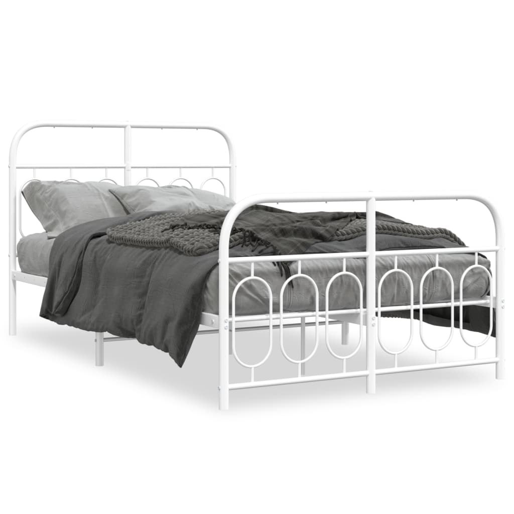 Bedframe met hoofd- en voeteneinde metaal wit 120 x 190 cm is nu te koop bij PeponiXL, paradijselijk wonen!