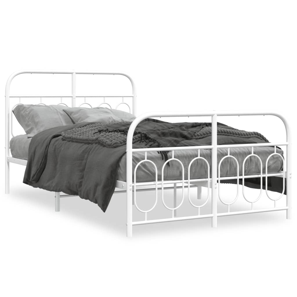 Bedframe met hoofd- en voeteneinde metaal wit 120x200 cm is nu te koop bij PeponiXL, paradijselijk wonen!