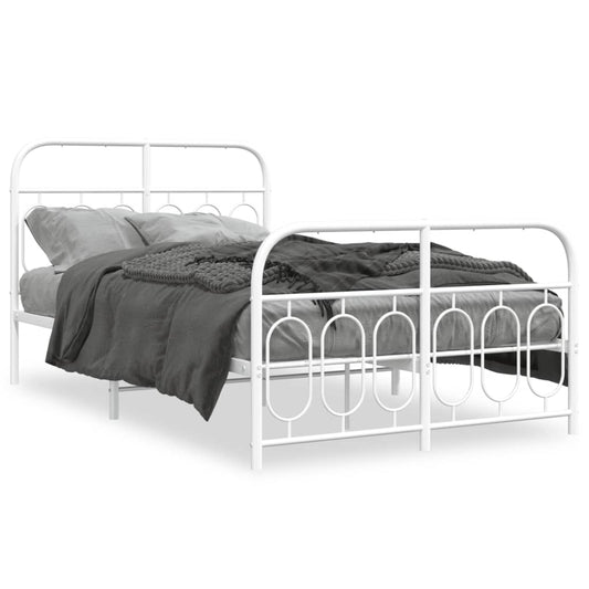 Bedframe met hoofd- en voeteneinde metaal wit 120x200 cm is nu te koop bij PeponiXL, paradijselijk wonen!