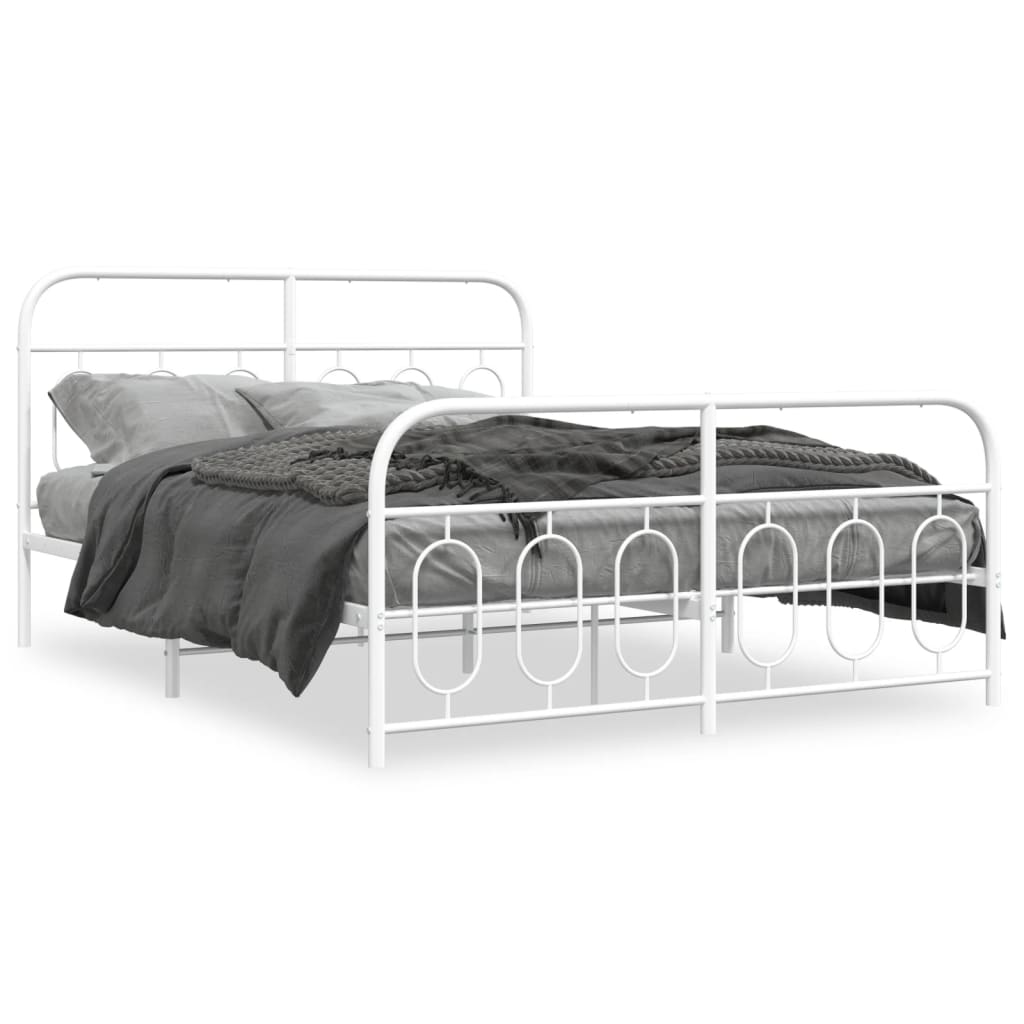 Bedframe met hoofd- en voeteneinde metaal wit 135x190 cm is nu te koop bij PeponiXL, paradijselijk wonen!
