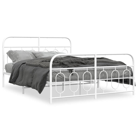 Bedframe met hoofd- en voeteneinde metaal wit 135x190 cm is nu te koop bij PeponiXL, paradijselijk wonen!