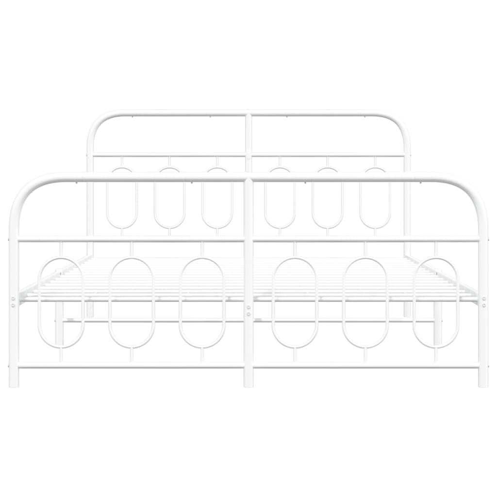 Bedframe met hoofd- en voeteneinde metaal wit 140x190 cm is nu te koop bij PeponiXL, paradijselijk wonen!