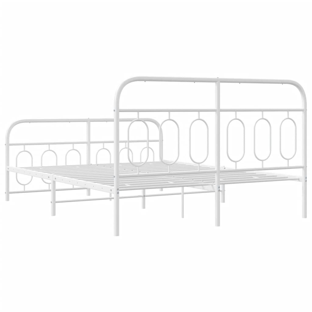 Bedframe met hoofd- en voeteneinde metaal wit 140x190 cm is nu te koop bij PeponiXL, paradijselijk wonen!