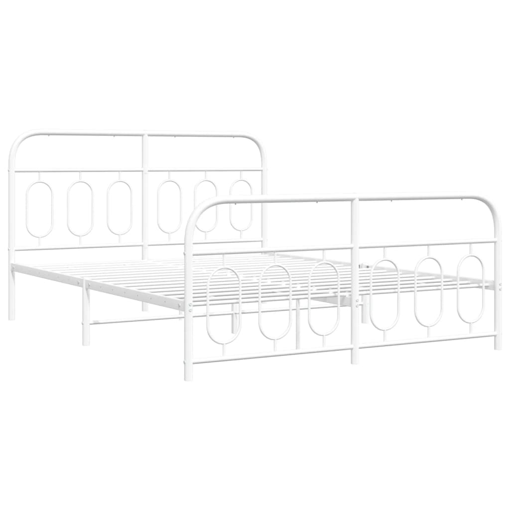 Bedframe met hoofd- en voeteneinde metaal wit 140x200 cm is nu te koop bij PeponiXL, paradijselijk wonen!