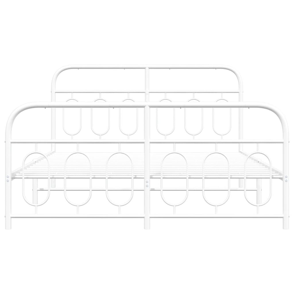Bedframe met hoofd- en voeteneinde metaal wit 140x200 cm is nu te koop bij PeponiXL, paradijselijk wonen!