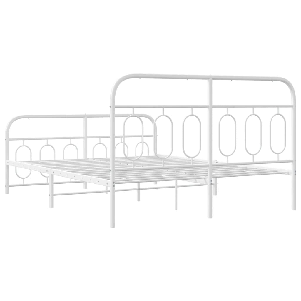 Bedframe met hoofd- en voeteneinde metaal wit 140x200 cm is nu te koop bij PeponiXL, paradijselijk wonen!
