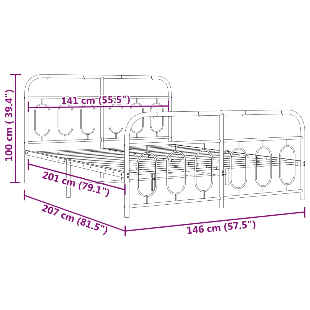 Bedframe met hoofd- en voeteneinde metaal wit 140x200 cm is nu te koop bij PeponiXL, paradijselijk wonen!