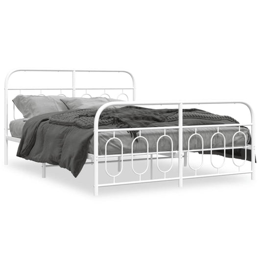 Bedframe met hoofd- en voeteneinde metaal wit 150x200 cm is nu te koop bij PeponiXL, paradijselijk wonen!