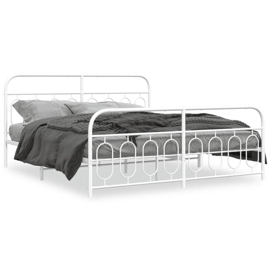 Bedframe met hoofd- en voeteneinde metaal wit 183x213 cm is nu te koop bij PeponiXL, paradijselijk wonen!