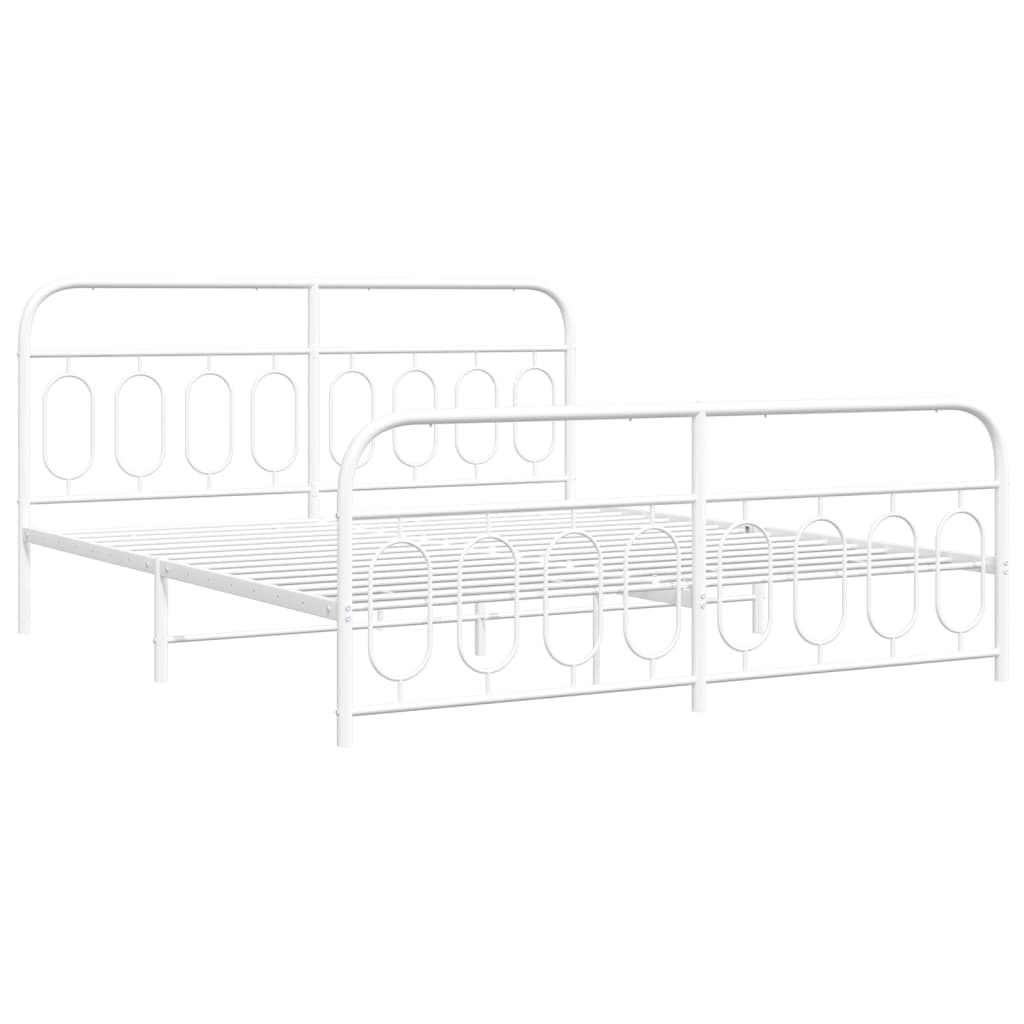 Bedframe met hoofd- en voeteneinde metaal wit 193x203 cm is nu te koop bij PeponiXL, paradijselijk wonen!