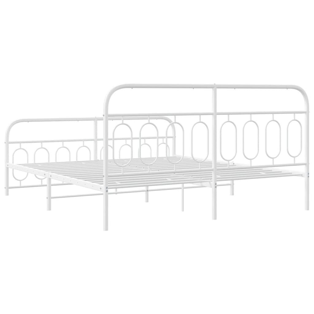 Bedframe met hoofd- en voeteneinde metaal wit 193x203 cm is nu te koop bij PeponiXL, paradijselijk wonen!