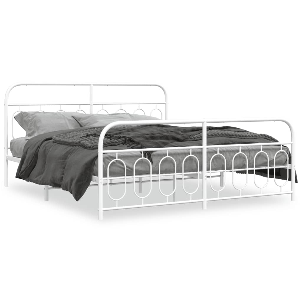 Bedframe met hoofd- en voeteneinde metaal wit 193x203 cm is nu te koop bij PeponiXL, paradijselijk wonen!