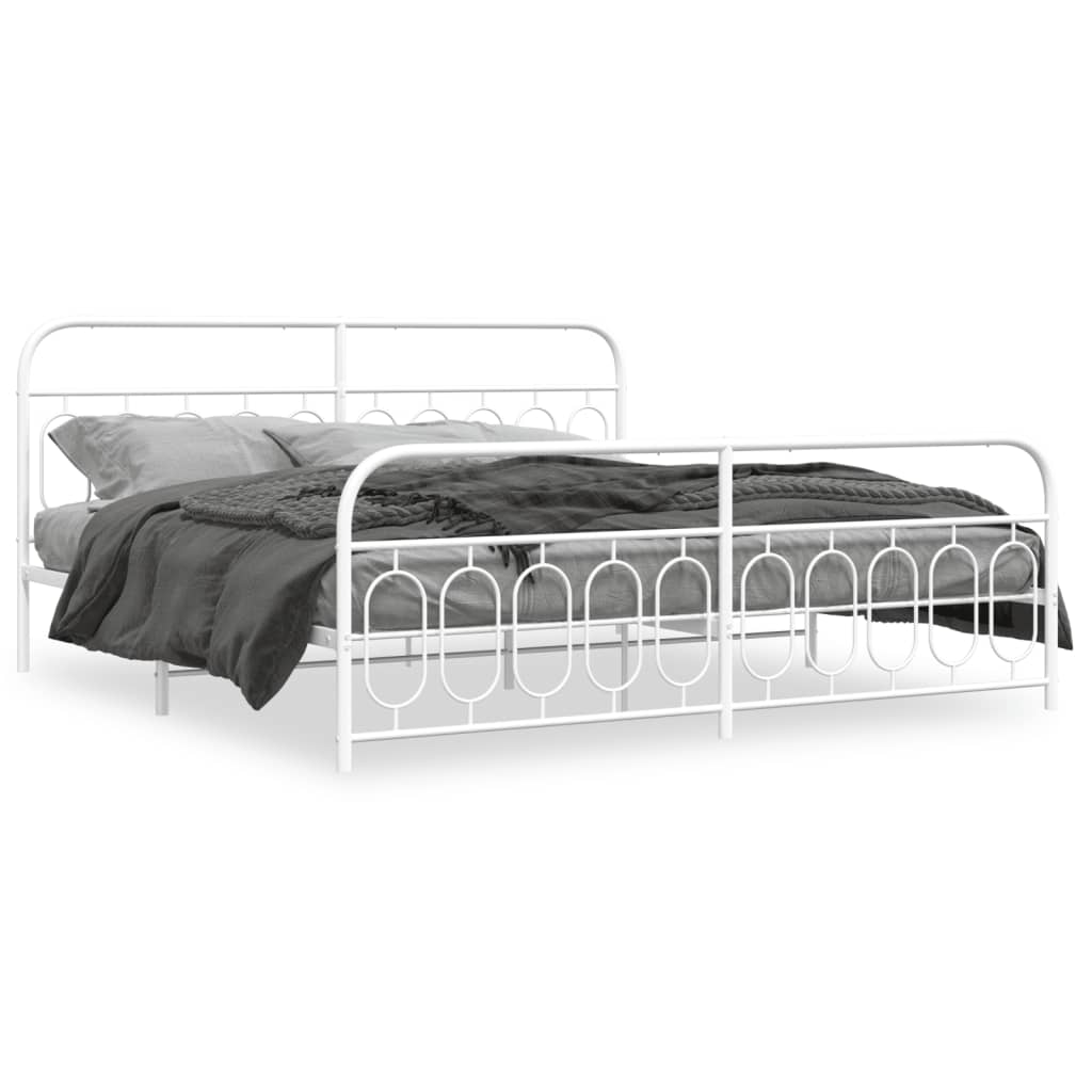 Bedframe met hoofd- en voeteneinde metaal wit 200x200 cm is nu te koop bij PeponiXL, paradijselijk wonen!