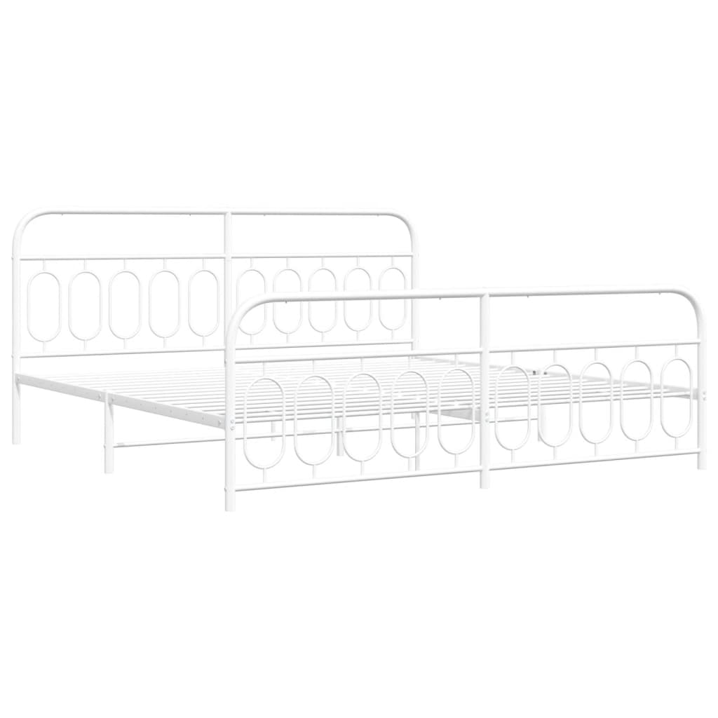 Bedframe met hoofd- en voeteneinde metaal wit 200x200 cm is nu te koop bij PeponiXL, paradijselijk wonen!