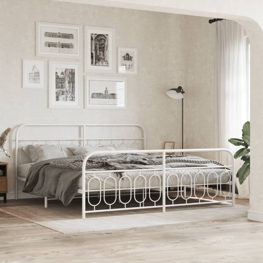 Bedframe met hoofd- en voeteneinde metaal wit 200x200 cm is nu te koop bij PeponiXL, paradijselijk wonen!