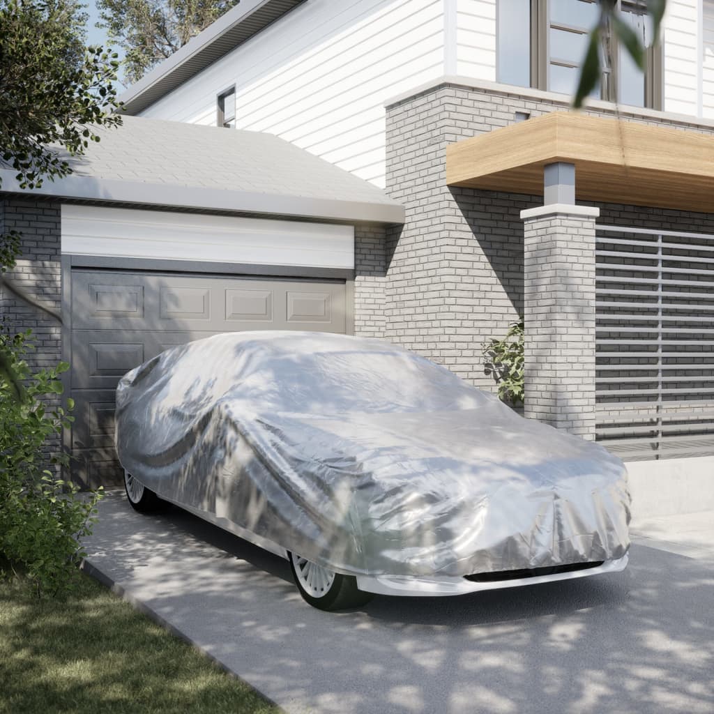 Autohoes voor sedan met gespriemen XL PEVA zilverkleurig is nu te koop bij PeponiXL, paradijselijk wonen!
