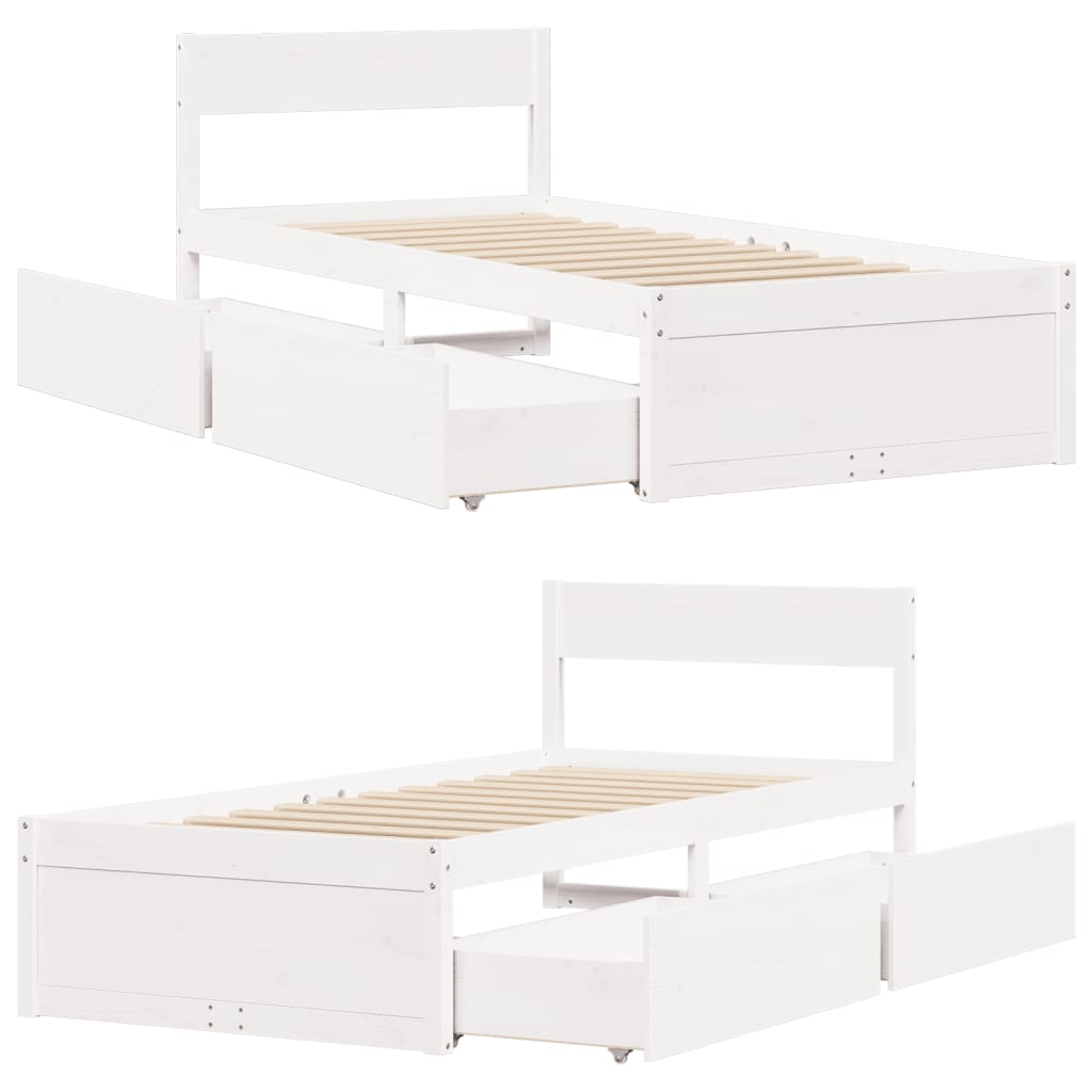 Bedframe zonder matras massief grenenhout wit 140x200 cm is nu te koop bij PeponiXL, paradijselijk wonen!