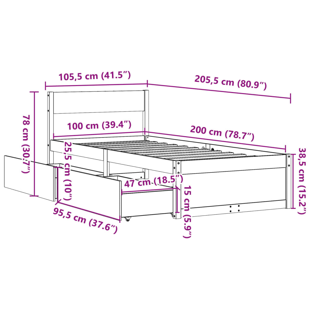 Bedframe zonder matras massief grenenhout wit 140x200 cm is nu te koop bij PeponiXL, paradijselijk wonen!
