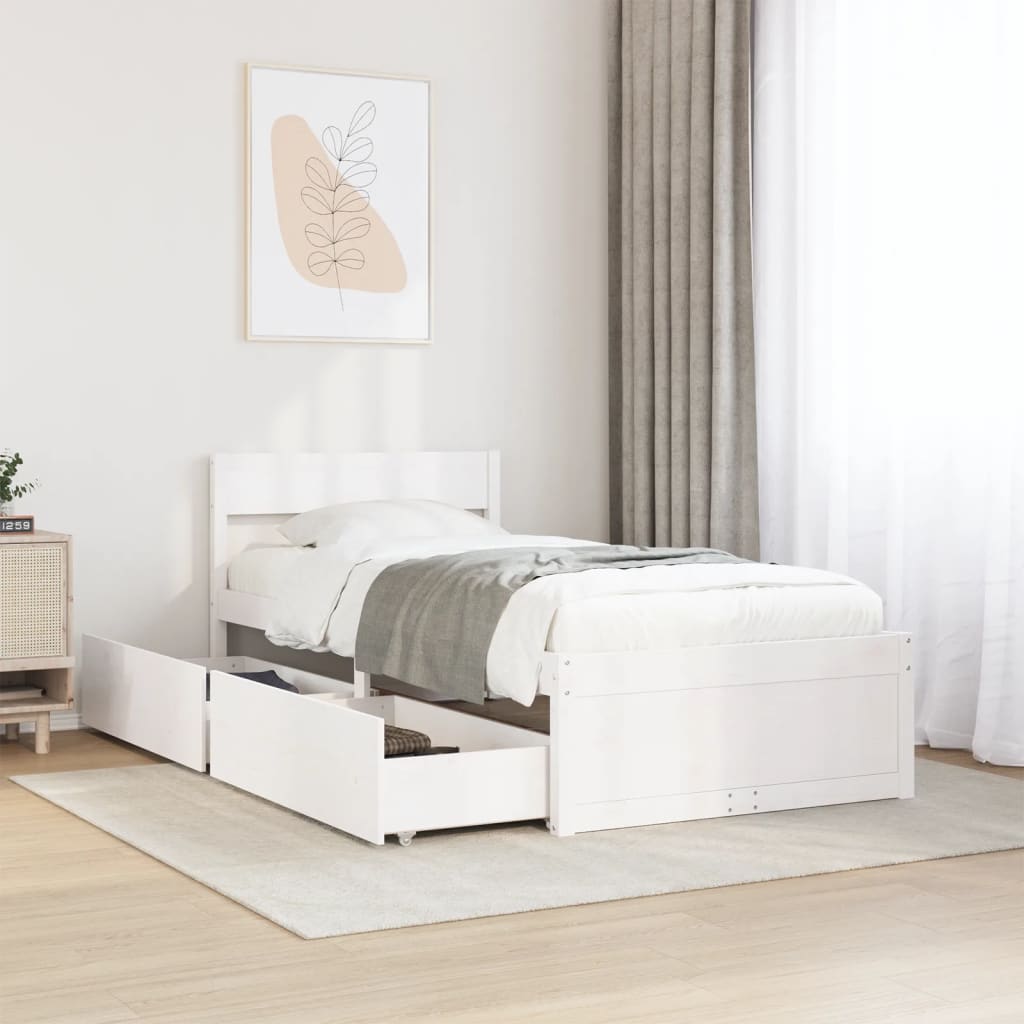 Bedframe zonder matras massief grenenhout wit 140x200 cm is nu te koop bij PeponiXL, paradijselijk wonen!