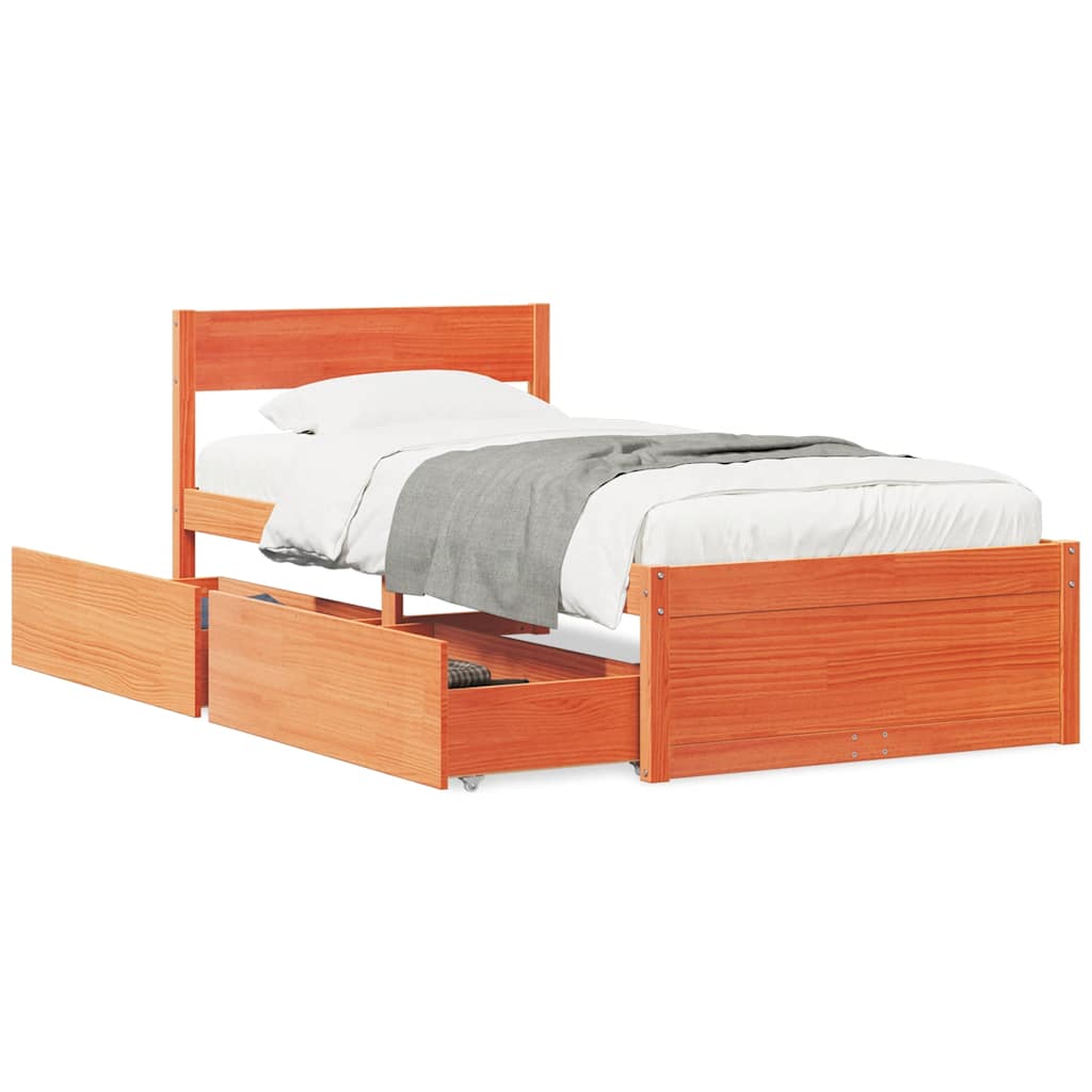 Bedframe zonder matras massief grenenhout wasbruin 100x200 cm is nu te koop bij PeponiXL, paradijselijk wonen!