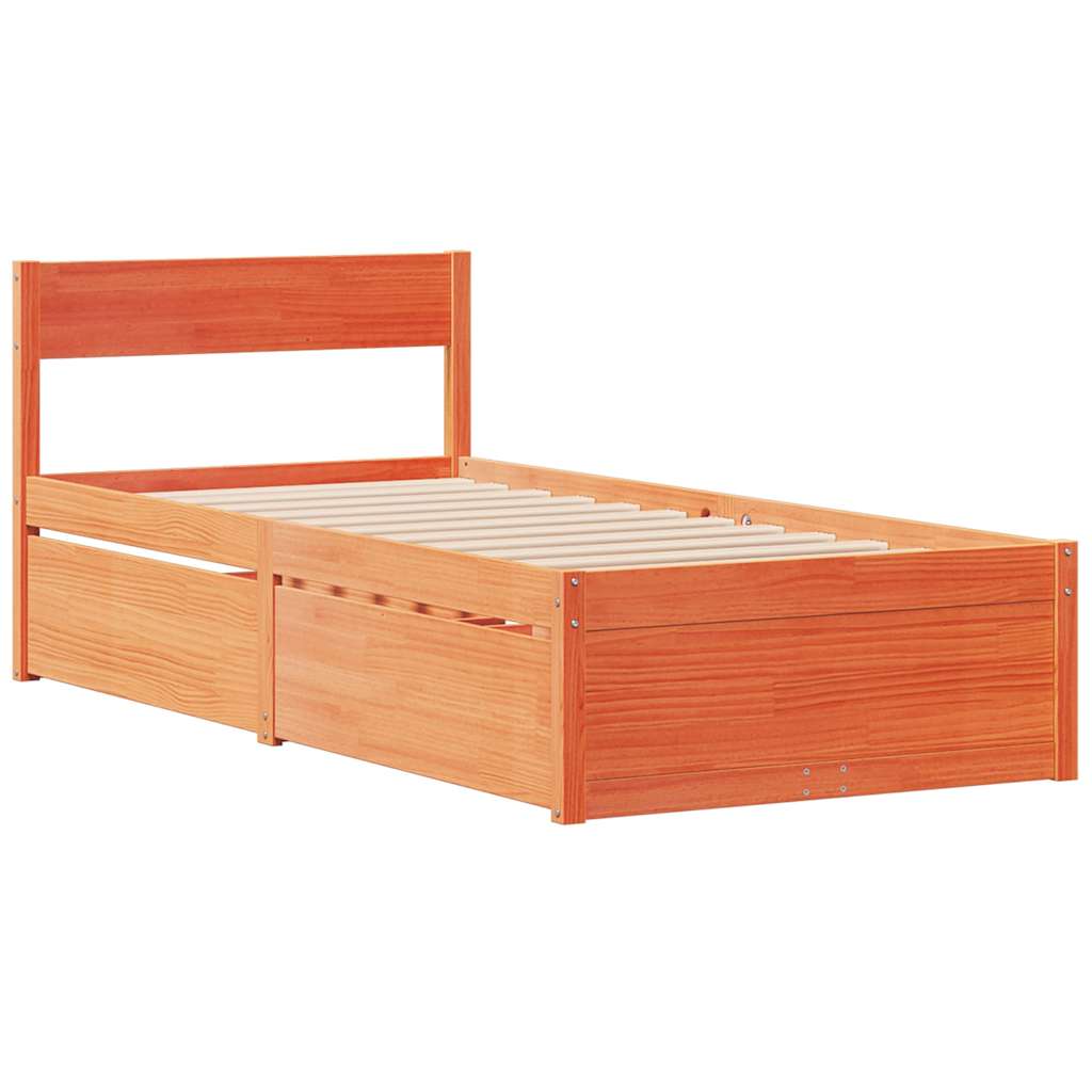Bedframe zonder matras massief grenenhout wasbruin 100x200 cm is nu te koop bij PeponiXL, paradijselijk wonen!