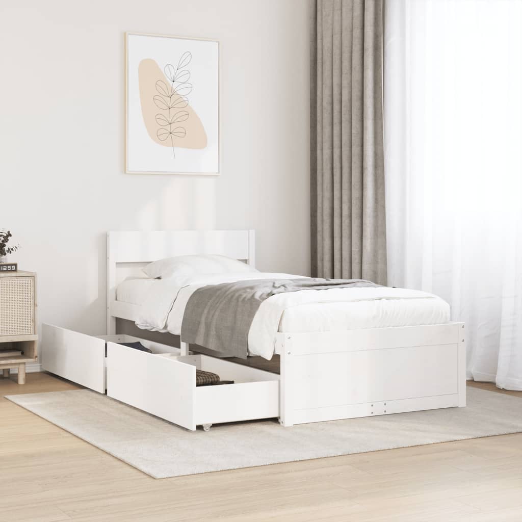 Bedframe zonder matras massief grenenhout wit 90x200 cm is nu te koop bij PeponiXL, paradijselijk wonen!