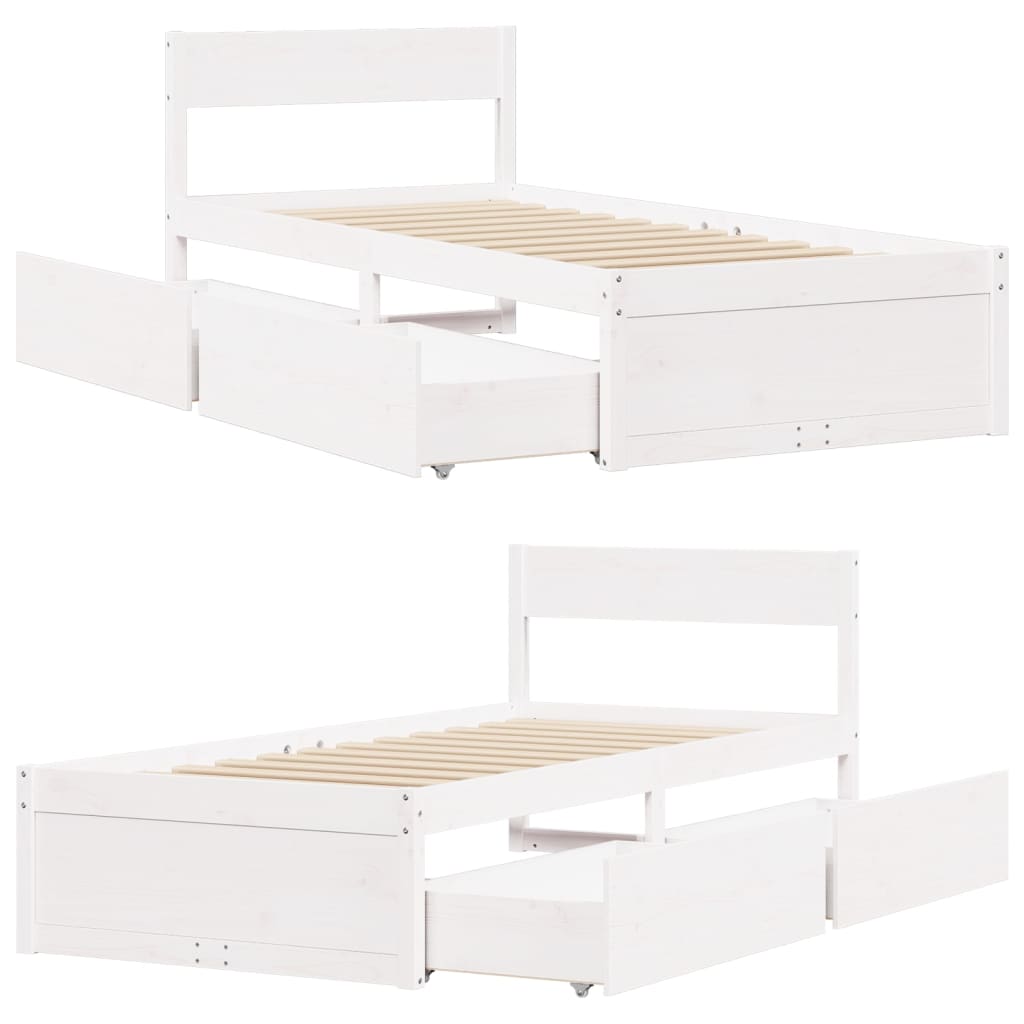 Bedframe zonder matras massief grenenhout wit 90x200 cm is nu te koop bij PeponiXL, paradijselijk wonen!