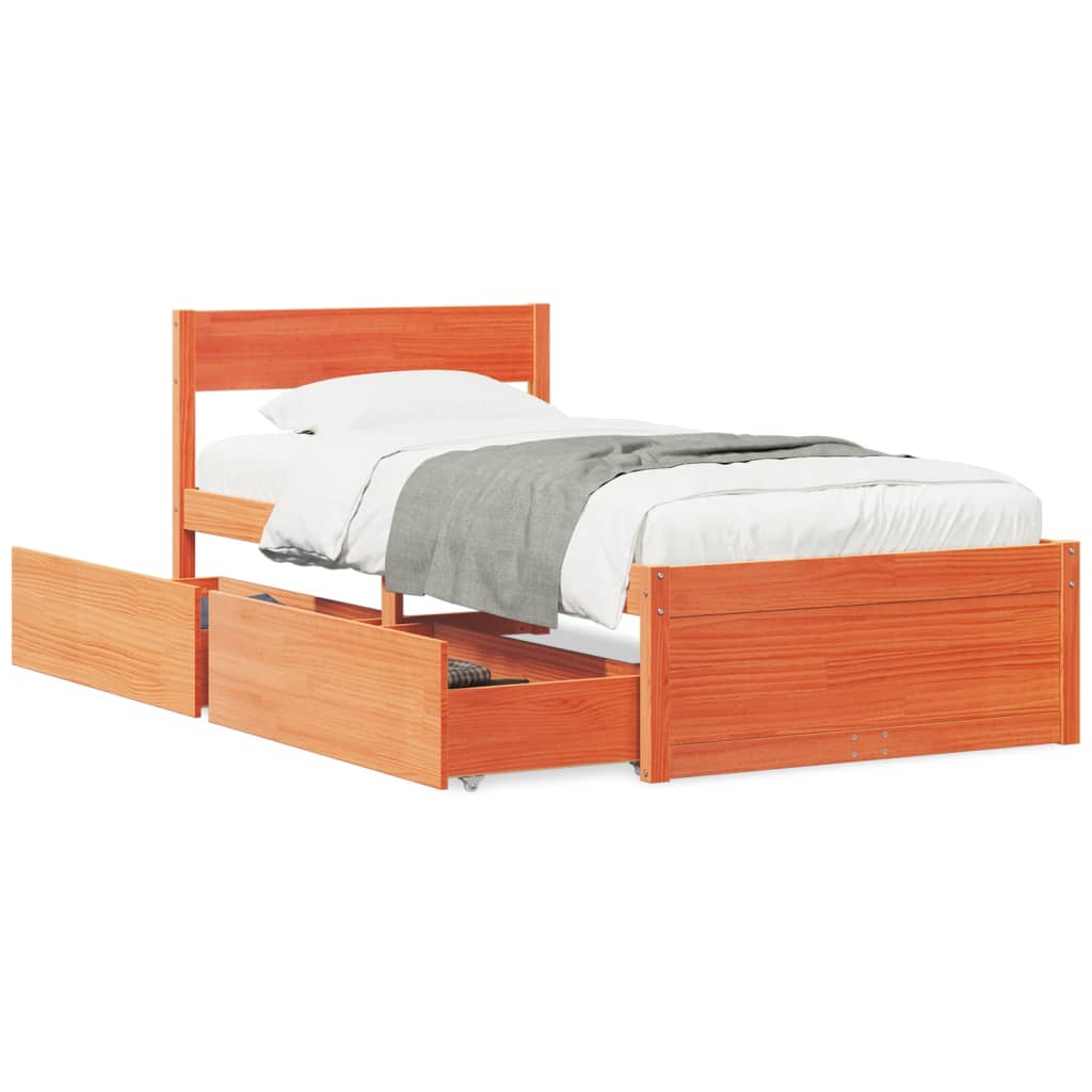 Bedframe zonder matras massief grenenhout wasbruin 90x200 cm is nu te koop bij PeponiXL, paradijselijk wonen!